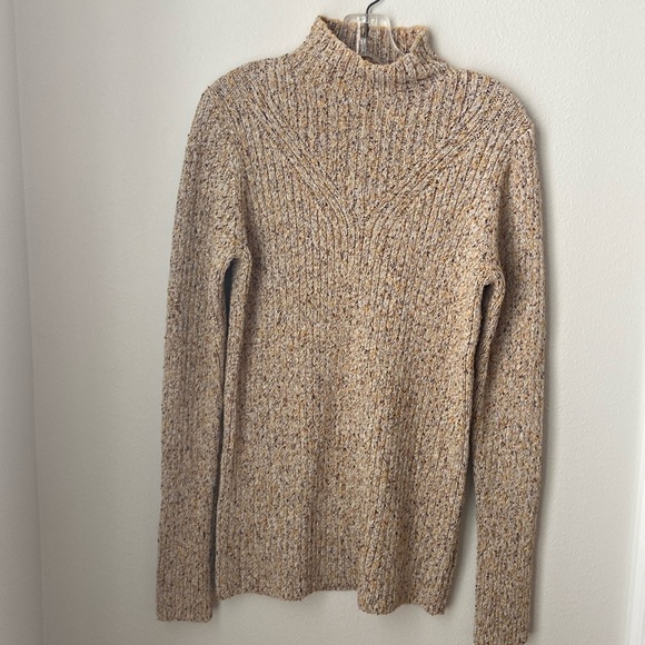 St. John Tops - St. John Santana Knit Turtleneck Sweater Tan Speckled Ribbed Size L